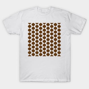 Mid Century Modern Retro 60s Waves Pattern  (Darker Warm Brown) T-Shirt